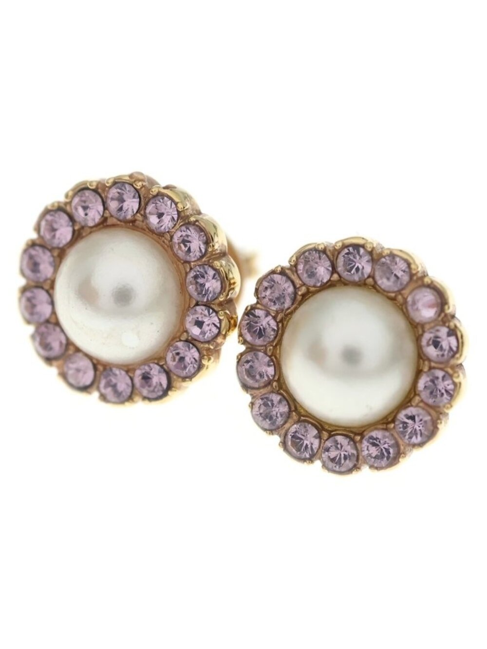 Gucci Faux Pearl Rhinestone Earrings White Pink
